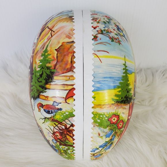 Vtg Echt Erzgebirge Germany Bunny Rabbit Gentleman Paper Mache Easter Egg 9.75" - Picture 3 of 13